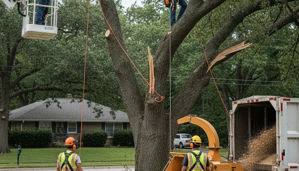 Emergency tree service crew clearing storm-damaged trees in Harrisburg, PA