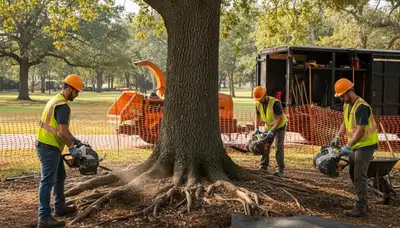 Arborist protecting tree roots with root care services in Harrisburg, PA