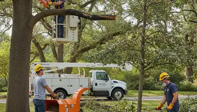 Tree disease treatment in Harrisburg, PA by Arbor Tree Care arborist inspecting a diseased tree