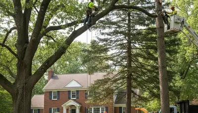 Tree service crew in Harrisburg, PA providing professional tree trimming and removal services