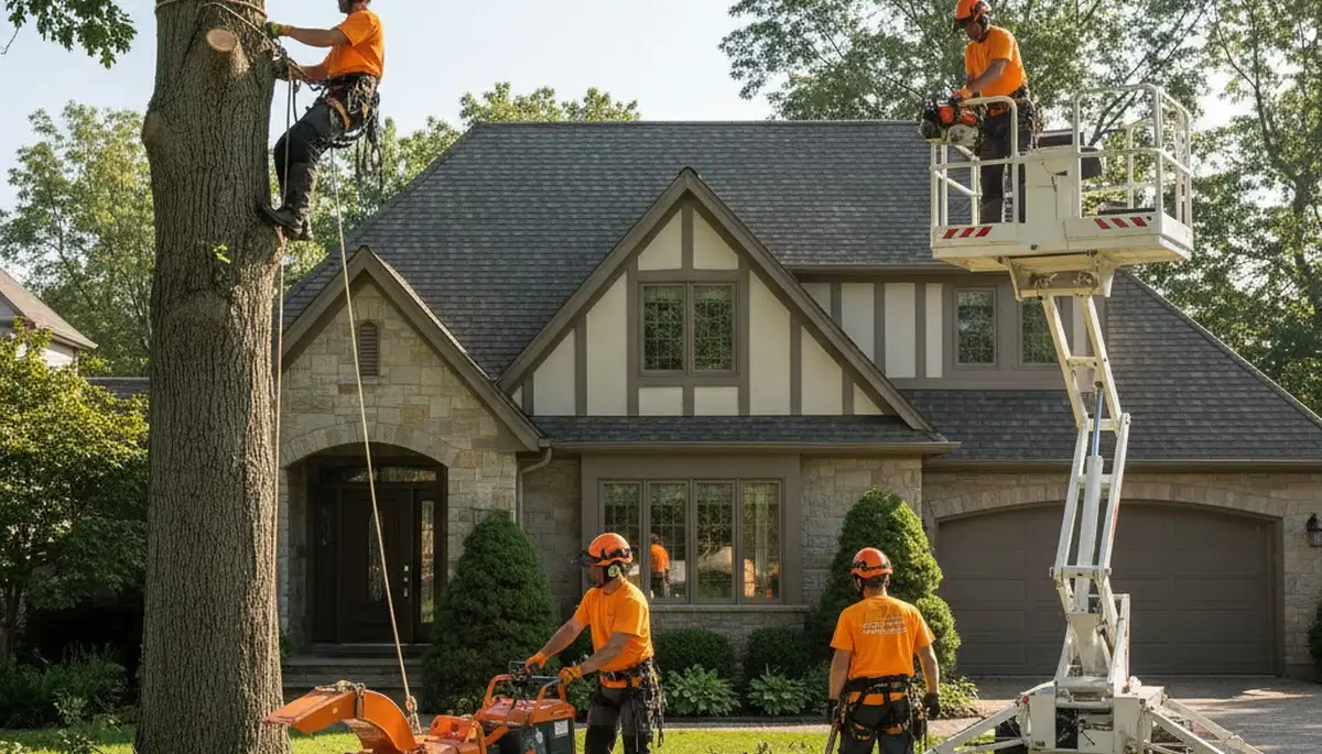 Tree service crew in Harrisburg, PA performing professional tree removal and trimming
