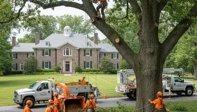 Tree service crew in Harrisburg, PA providing professional tree care for local properties