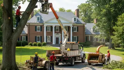 Tree service crew in Harrisburg, PA providing professional tree removal and trimming services