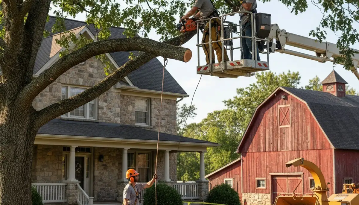 Tree service crew in Harrisburg, PA providing professional tree care for residential properties