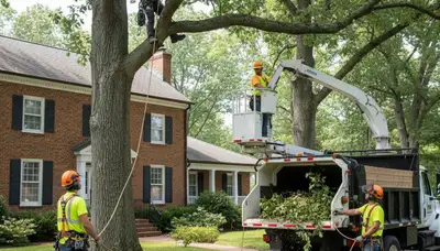 Tree service team in Harrisburg, PA providing professional tree removal and trimming services