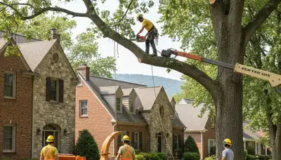 Tree service crew in Harrisburg, PA providing professional tree removal and trimming services