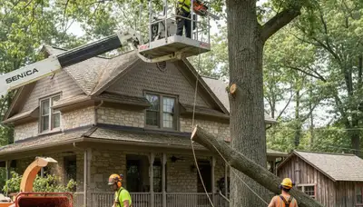 Tree service crew in Harrisburg, PA providing professional tree removal and trimming services