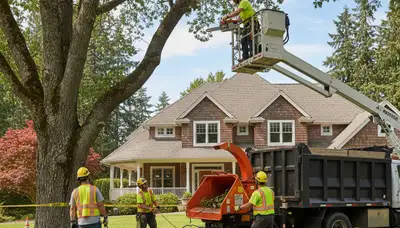 Tree service crew in Harrisburg, PA providing professional tree removal and trimming services