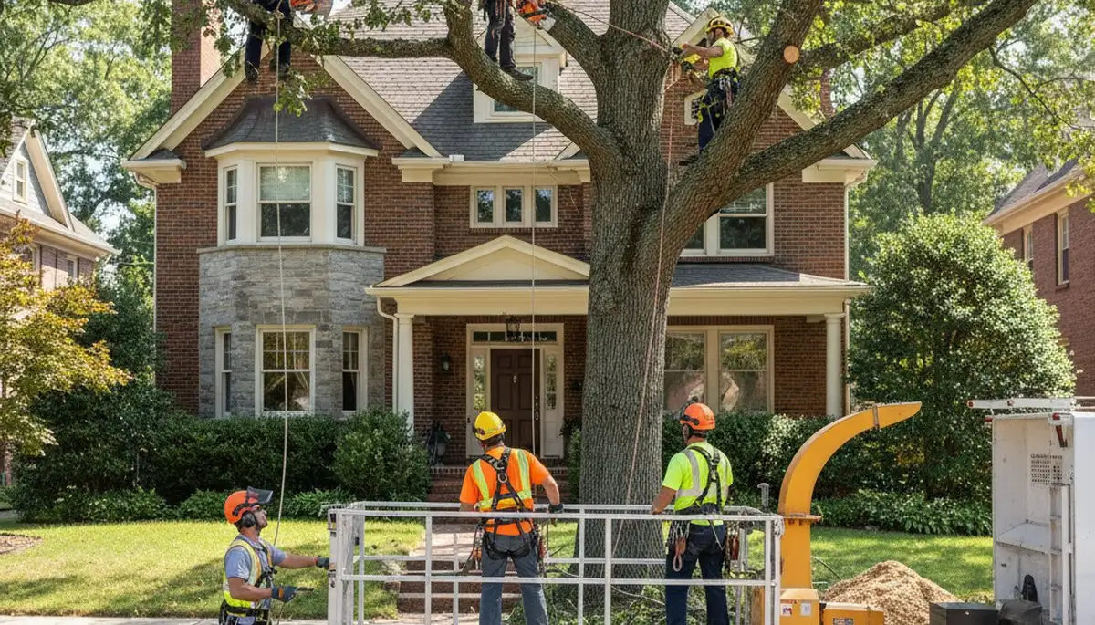 Tree service crew in Harrisburg, PA providing professional tree trimming and removal services