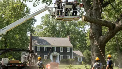 Tree service crew in Harrisburg, PA providing professional tree trimming and removal services
