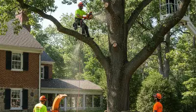 Tree service crew in Harrisburg, PA performing professional tree removal and trimming