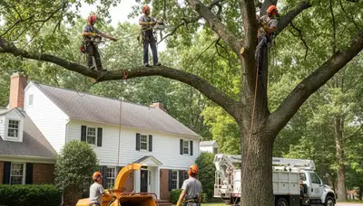 Tree service crew in Harrisburg, PA providing professional tree trimming and removal services