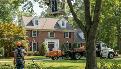 Tree service crew in Harrisburg, PA providing professional tree removal and trimming services