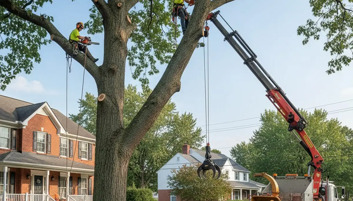 Tree service crew in Harrisburg, PA providing professional tree trimming and removal services