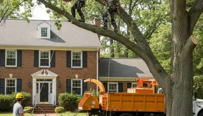 Tree service crew in Harrisburg, PA providing professional tree trimming and removal services